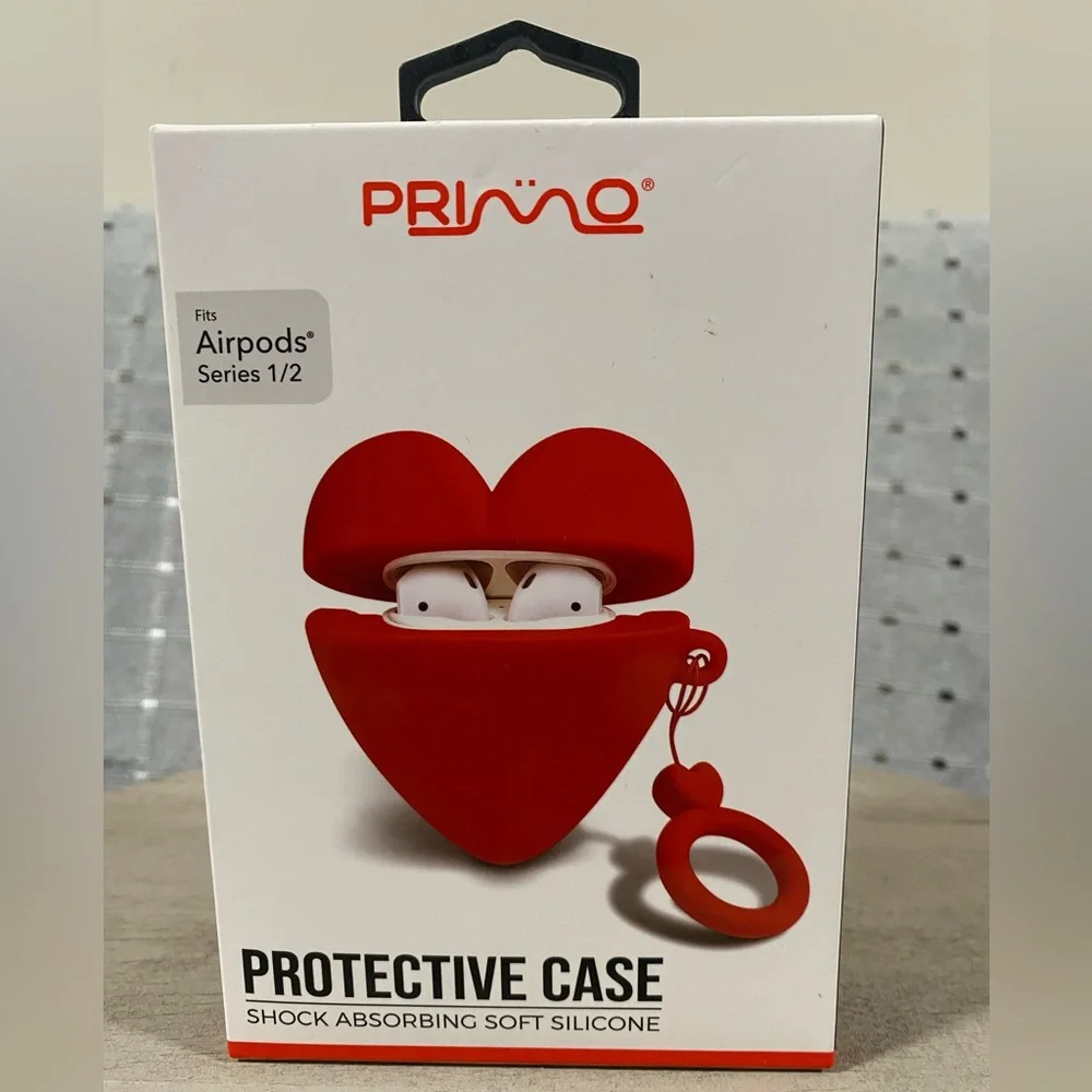 NEW Primo Apple AirPods 1&2 Protective
Case Red Heart Shock Absorbing Silicone - Picture 3 of 9